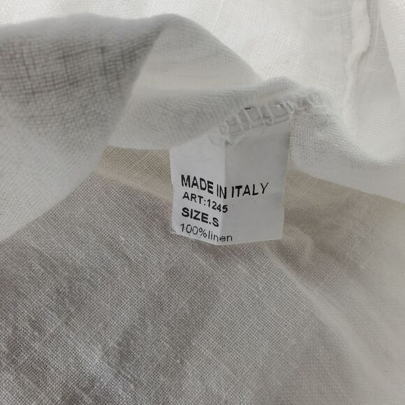 Lungo Larno 100% Linen White Button-Up Blouse Size S - Picture 8 of 8